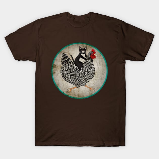 Tuxedo Cat on a Chicken T-Shirt by  hal mafhoum?